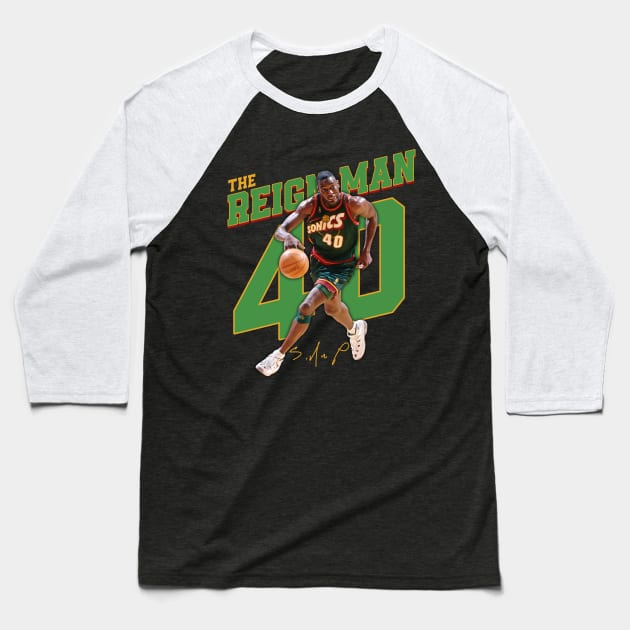Shawn Kemp The  Reign Man Basketball Legend Signature Vintage Retro 80s 90s Bootleg Rap Style Baseball T-Shirt by CarDE